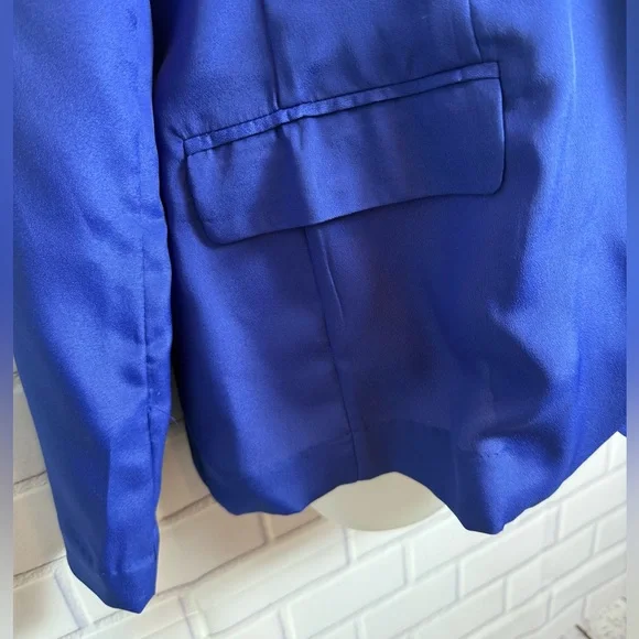 Dana Buchman Royal Blue Satin Blazer Size 8 Single Button Career Jacket - Picture 9 of 14